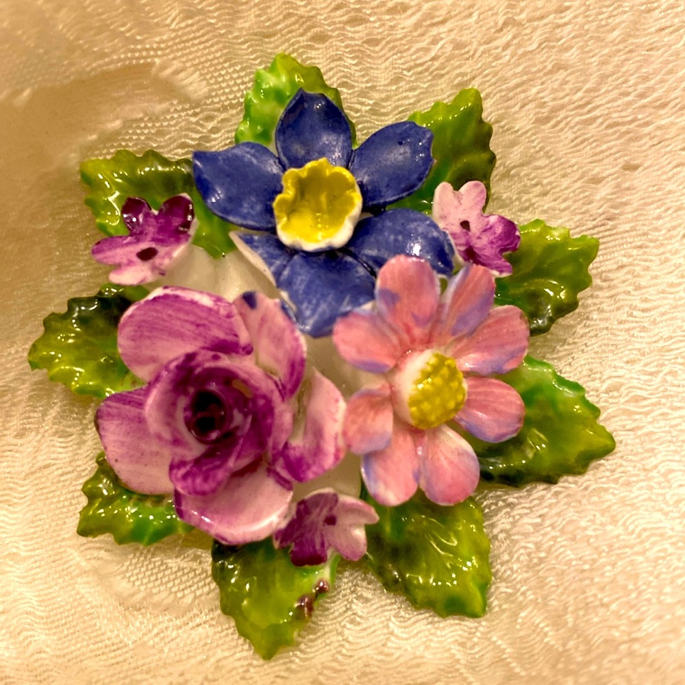 Vintage Signed Royal Adderley  Porcelain China Flower Pin